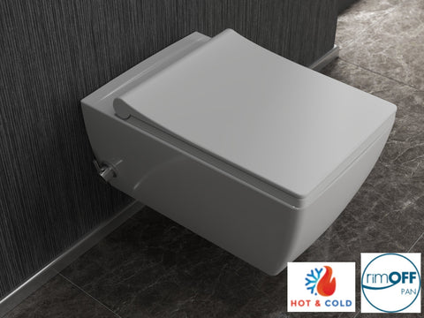 Alves Rimless Integrated Hot and Cold Wall Hung Combined Bidet Toilet With Soft Close Seat - www.ultrabathroom.com