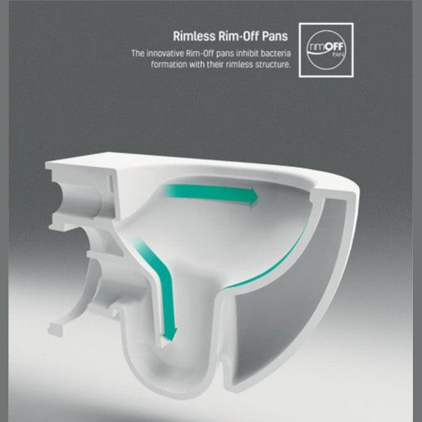 Franco Rimless Cool Grey Wall Hung Combined Bidet Toilet With Soft Close Seat - www.ultrabathroom.com