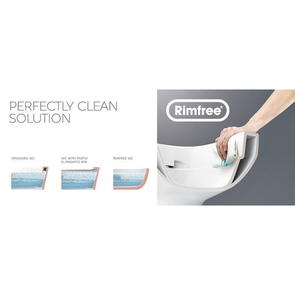 Franco Rimless Cool Grey Wall Hung Combined Bidet Toilet With Soft Close Seat - www.ultrabathroom.com