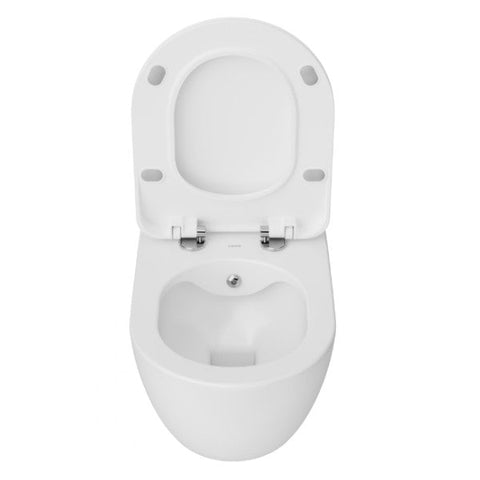 Franco Rimless Pearl Matt White Wall Hung Combined Bidet Toilet With Soft Close Seat - www.ultrabathroom.com