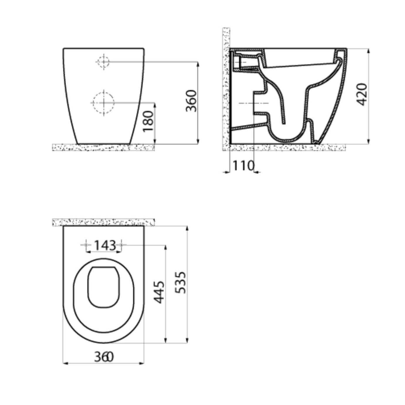 Modern Comfort Height Back to Wall Combined Bidet Toilet with Soft Close Lid - www.ultrabathroom.com