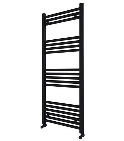 Pozo 500x1200 Flat Mat Black Finish Heated Towel Rail - www.ultrabathroom.com