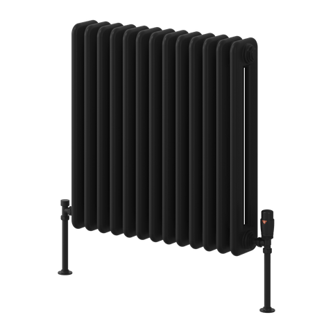 Reina Hedingham Horizontal Steel Column Radiator - Black Finish - www.ultrabathroom.com