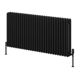 Reina Hedingham Horizontal Steel Column Radiator - Black Finish - www.ultrabathroom.com