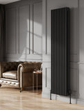 Reina Hedingham Vertical Column Radiators in Black - www.ultrabathroom.com