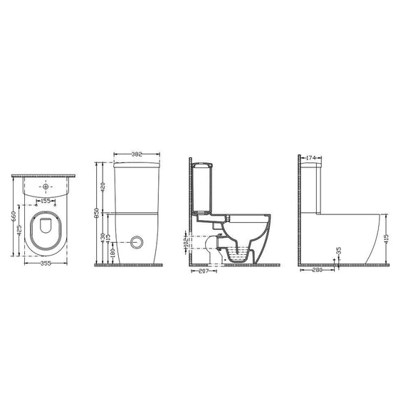 Salvo Rimless Closed Couple Combined Toilet with Soft Close Seat - www.ultrabathroom.com