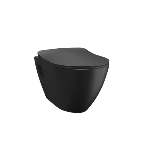 Short Projection MATT BLACK Wall Hung Combined Bidet Toilet With Soft Close Seat - www.ultrabathroom.com