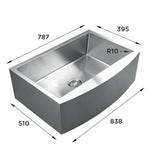 Ukinox Apron UK RSFC 849 Kitchen Sink, 838×510mm — Polished Stainless Steel - www.ultrabathroom.com