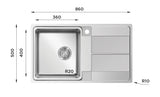 Ukinox Assos AS 860.500 Kitchen Sink, 860×500mm — Polished Stainless Steel - www.ultrabathroom.com
