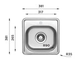 Ukinox Comfort CO 381.381 Kitchen Sink, 860×500mm — Satin Stainless Steel - www.ultrabathroom.com