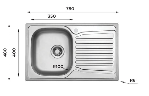 Ukinox Comfort CO 780.480 Kitchen Sink, 780Γ480mm β Satin Stainless Steel - www.ultrabathroom.com