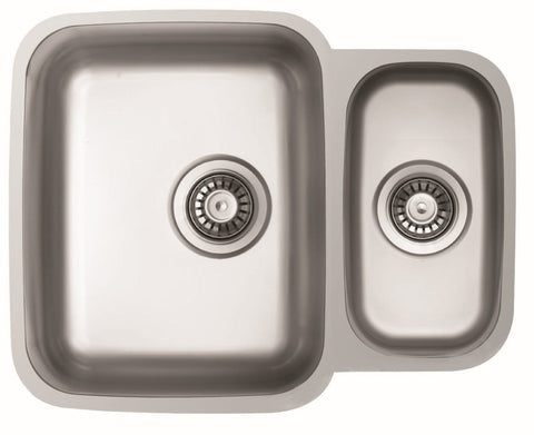 Ukinox D 340.70.30/R50 Undermount 1.5 Bowl Kitchen Sink, 590×420mm — Polished Stainless Steel - www.ultrabathroom.com