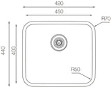 Ukinox D 450/R50 Undermount Kitchen Sink, 450×400mm — Polished Stainless Steel - www.ultrabathroom.com