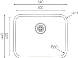Ukinox D 500/R50 Undermount Kitchen Sink, 500×400mm — Polished Stainless Steel - www.ultrabathroom.com