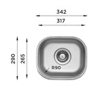 Ukinox D265 Undermount Kitchen Sink, 265×317mm — Polished Stainless Steel - www.ultrabathroom.com