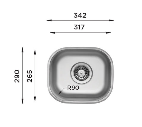 Ukinox D265 Undermount Kitchen Sink, 265×317mm — Polished Stainless Steel - www.ultrabathroom.com