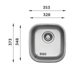 Ukinox D328 Undermount Kitchen Sink, 328×348mm — Polished Stainless Steel - www.ultrabathroom.com