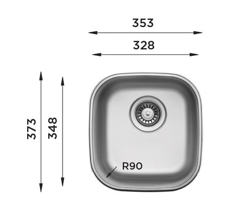 Ukinox D328 Undermount Kitchen Sink, 328×348mm — Polished Stainless Steel - www.ultrabathroom.com