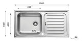Ukinox EC 1000.500 Kitchen Sink, 1000×500mm — Polished Stainless Steel - www.ultrabathroom.com