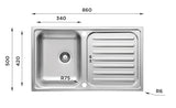 Ukinox EC 860.500 Kitchen Sink, 860×500mm — Polished Stainless Steel - www.ultrabathroom.com