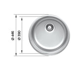 Ukinox ECHOS UN 446 Kitchen Sink, Ø446mm — Polished Stainless Steel - www.ultrabathroom.com