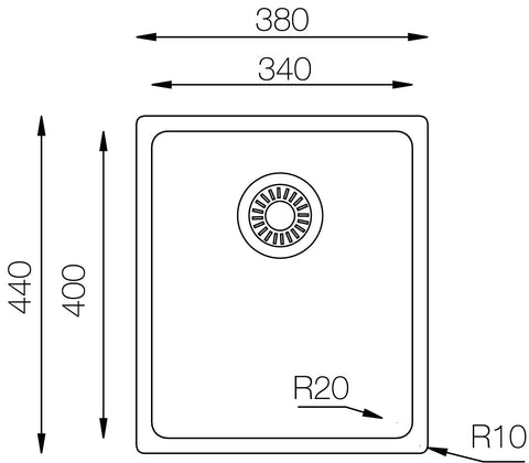 Ukinox Micro Series ME 340 Kitchen Sink, 380×440 mm — Polished Stainless Steel - www.ultrabathroom.com