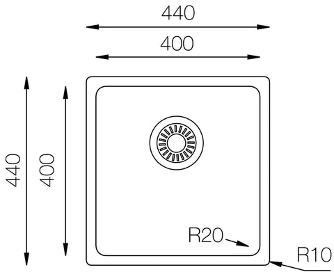 Ukinox Micro Series ME 400 Kitchen Sink, 400×440mm — Polished Stainless Steel - www.ultrabathroom.com