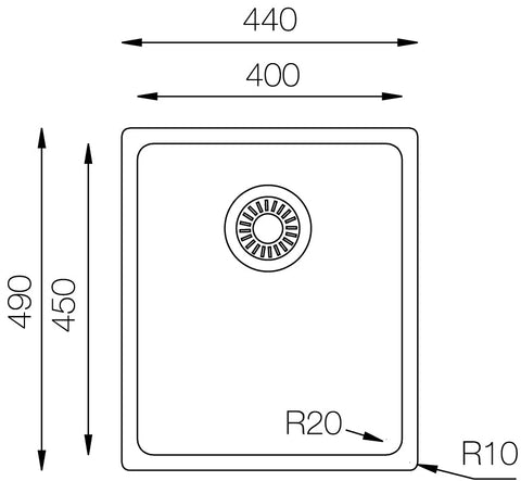 Ukinox Micro Series ME 400.450 Kitchen Sink, 400×450mm — Polished Stainless Steel - www.ultrabathroom.com