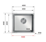 Ukinox Micro Series ME 451 Kitchen Sink, 450×400mm — Polished Stainless Steel - www.ultrabathroom.com