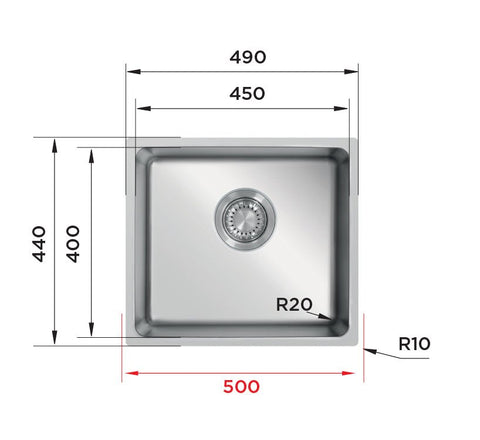 Ukinox Micro Series ME 451 Kitchen Sink, 450×400mm — Polished Stainless Steel - www.ultrabathroom.com