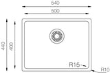 Ukinox Micro Series ME 500 Kitchen Sink, 500×400mm — Polished Stainless Steel - www.ultrabathroom.com