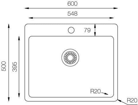 Ukinox Micro Series ME 600.500 Kitchen Sink, 600Γ500mm β Polished Stainless Steel - www.ultrabathroom.com