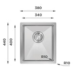 Ukinox Tenline TNL 340 Kitchen Sink, 340×440mm — Polished Stainless Steel - www.ultrabathroom.com