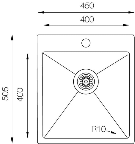 Ukinox Tenline TNL 450.505 Kitchen Sink, 450Γ505mm β Polished Stainless Steel - www.ultrabathroom.com