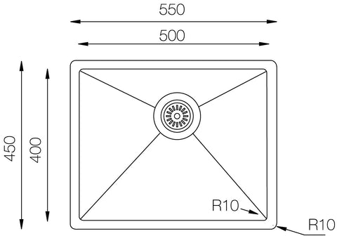 Ukinox Tenline TNL 500 Kitchen Sink, 500Γ440mm β Polished Stainless Steel - www.ultrabathroom.com