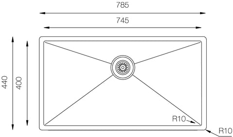 Ukinox Tenline TNL 745 Kitchen Sink, 745Γ440mm β Polished Stainless Steel - www.ultrabathroom.com
