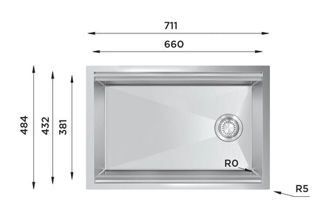 Ukinox Workstation WSS 711 Kitchen Sink, 711Γ484mm β Polished Stainless Steel - www.ultrabathroom.com