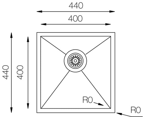 Ukinox Zeroline ZRL 400 Kitchen Sink, 400Γ440mm β Polished Stainless Steel - www.ultrabathroom.com