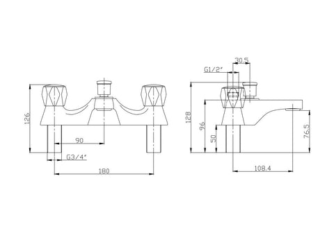 Diva Bath Shower Mixer Tap With Kit Including Shower Hose and Handset - www.ultrabathroom.com