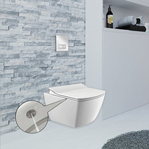 Elegance Rimless Wall Hung Combined Bidet Toilet With Soft Close Seat - www.ultrabathroom.com