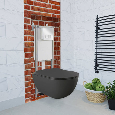 Franco Anthracite Wall Hung Combined Bidet Toilet With Soft Close Seat - www.ultrabathroom.com
