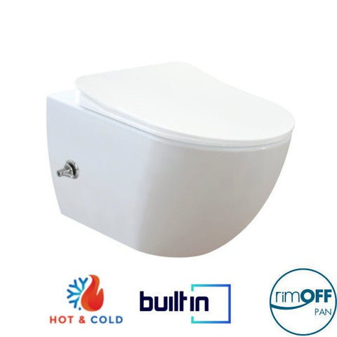 Franco Integrated Rimless Hot and Cold Wall Hung Combined Bidet Toilet With Soft Close Seat - www.ultrabathroom.com