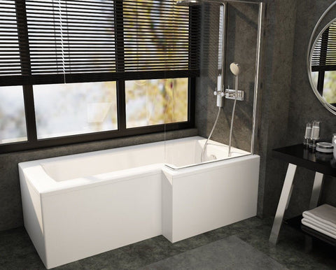 L - Shaped Shower Bath 1700 mm - Right Handed - www.ultrabathroom.com