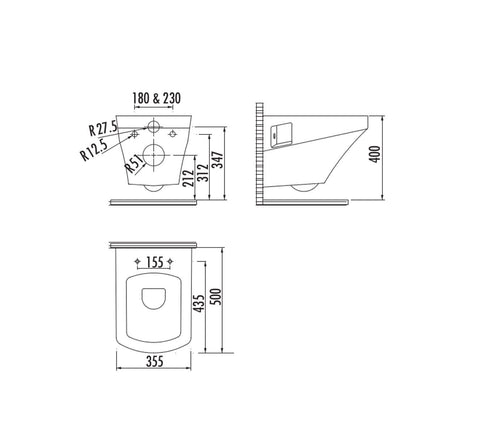 Natura Wall Hung Combined Bidet Toilet With Soft Close Seat - www.ultrabathroom.com