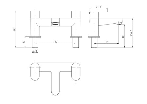 Pesa Bath Filler Tap in Chrome Finish - Deck Mounted Bath Filler Mixer Tap - www.ultrabathroom.com