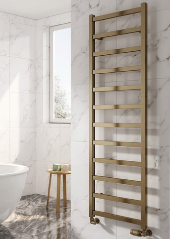 Reina Fano Vertical Aluminium Designer Towel Rails in Satin Bronze Finish - www.ultrabathroom.com