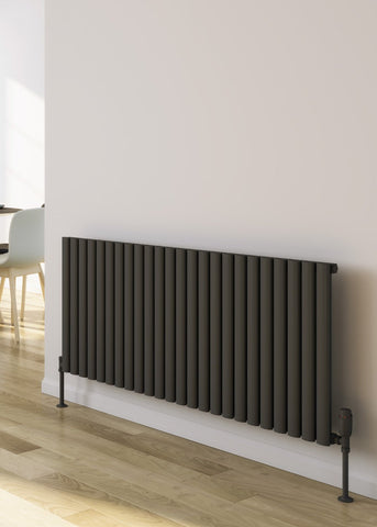 Reina Neval Horizontal Single Aluminium Designer Radiators in White / Anthracite Finish - www.ultrabathroom.com