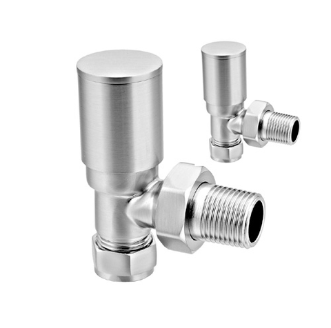 Reina Portland Angled 15mm Brushed Finish Radiator Valves - www.ultrabathroom.com