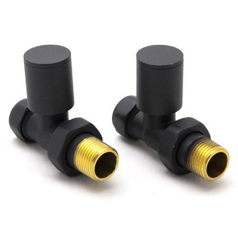 Reina Portland Straight 15 mm Anthracite Finish Radiator Valves - www.ultrabathroom.com