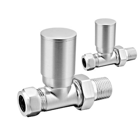 Reina Portland Straight 15 mm Brushed Finish Radiator Valves - www.ultrabathroom.com